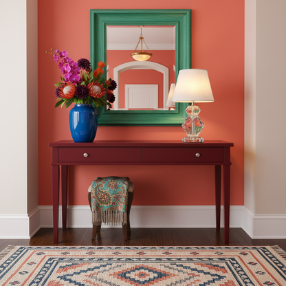 Prismelle crystal base table lamp on a colorful boutique hallway console