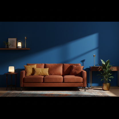 Three distinct portable lamps styled in a colorful living room
